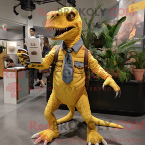 Yellow Velociraptor mascot...