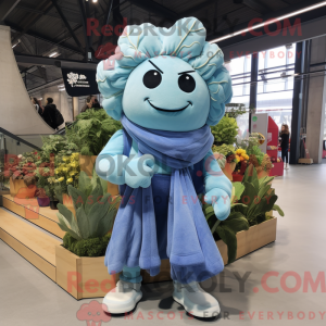 Sky Blue Blomkål maskot...