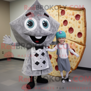 Grå Pizza Slice maskot...