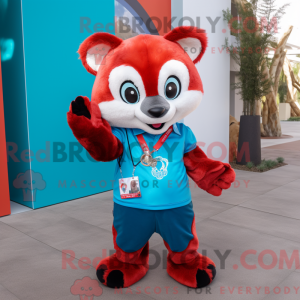 Cyan Red Panda mascot...