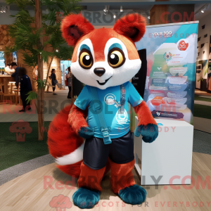 Cyan Red Panda mascot...