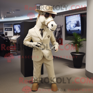 Beige Horse mascot costume...