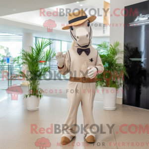Beige hestemaskotdraktfigur...
