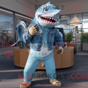 Sky Blue Megalodon mascot...