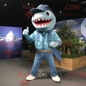 Sky Blue Megalodon mascot...