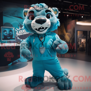 Teal Smilodon mascot...