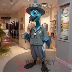 Gray Peacock mascot costume...