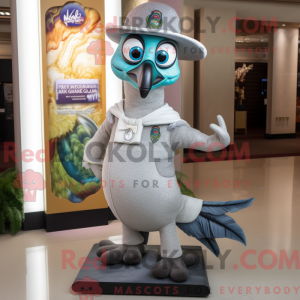 Gray Peacock mascot costume...