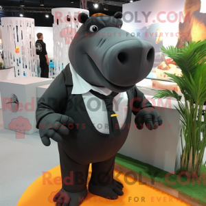 Sort Hippopotamus maskot...