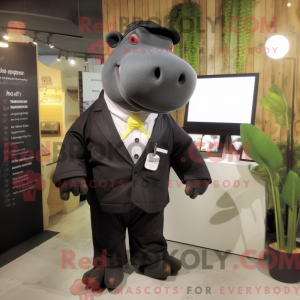 Sort Hippopotamus maskot...
