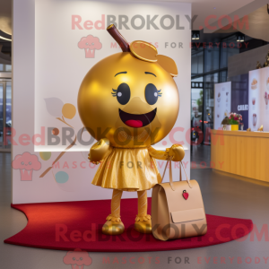 Gold Cherry maskot kostume...