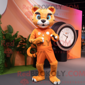 Orange Puma mascot costume...