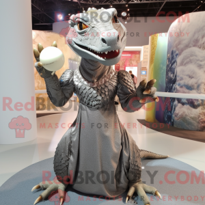 Sølv Komodo Dragon maskot...