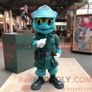 Teal Soldier Maskottchen...