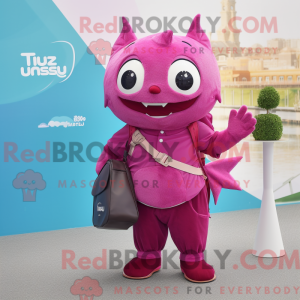 Magenta tun maskot kostume...