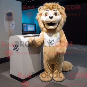 Tan Smilodon mascot costume...