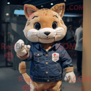 Tan Cat maskot kostume...