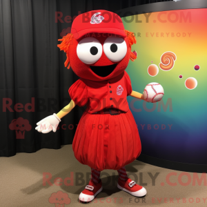 Red Baseball Ball mascot...