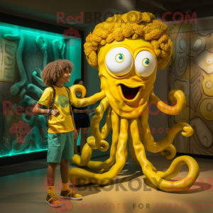 Gul Medusa maskot kostume...