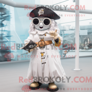 Hvid Pirat maskot kostume...