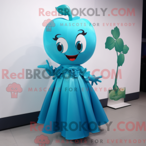 Cyan Cherry mascot costume...