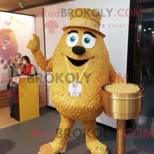 Gold Paella mascot costume...