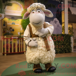 Cream Merino Sheep maskot...