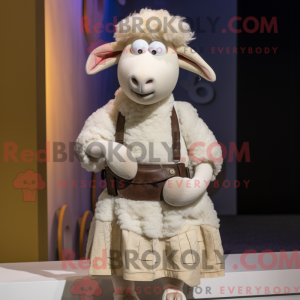 Cream Merino Sheep maskot...