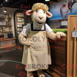 Cream Merino Sheep mascot...