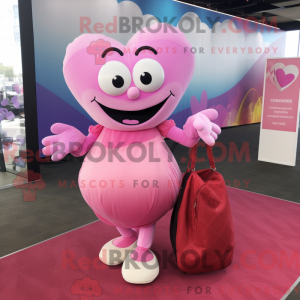 Pink Heart maskot kostume...