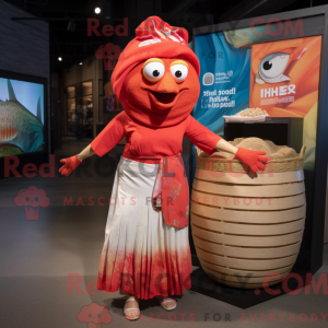 Maskotdraktfigurat Red Fish...