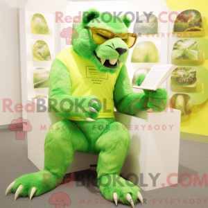 Lime Green Smilodon mascot...