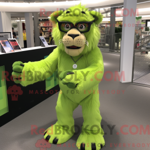 Lime Green Smilodon mascot...