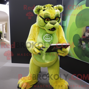 Lime Green Smilodon mascot...