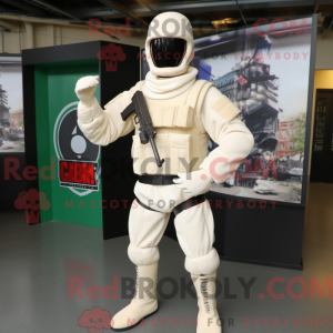 Cream Gi Joe mascot costume...