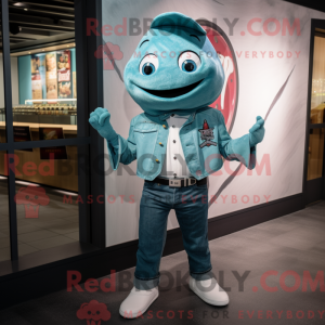 Teal Ceviche mascot costume...