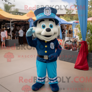 Blue Fire Fighter mascot...