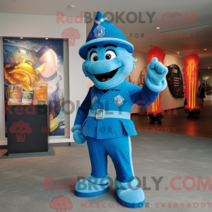 Blue Fire Fighter mascot...