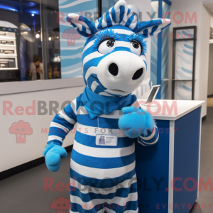 Blå Zebra maskot kostume...