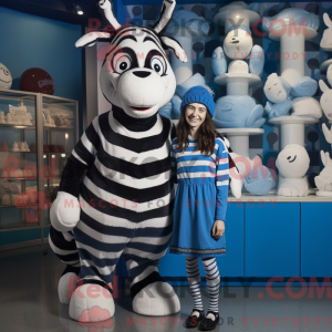 Blue Zebra mascot costume...