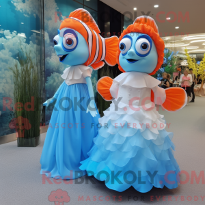 Sky Blue Clown Fish mascot...