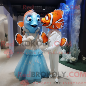 Sky Blue Clown Fish mascot...