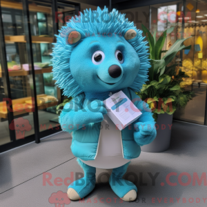 Cyan Igel Maskottchen...