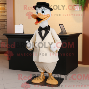 Beige Goose mascot costume...