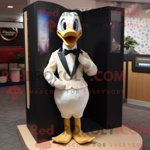 Beige Goose mascot costume...