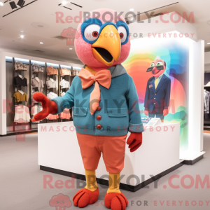 Peach Macaw mascot costume...