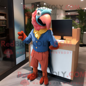 Peach Macaw maskot kostume...