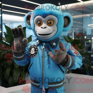 Sky Blue Monkey maskot...