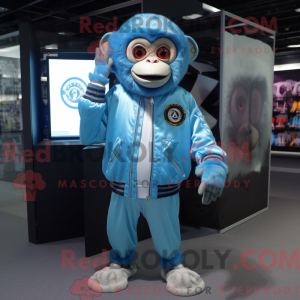 Sky Blue Monkey maskot...
