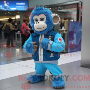 Sky Blue Monkey mascot...